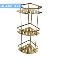 Полочка угловая овальная с литым дном тройная 22 см - ЗОЛОТО